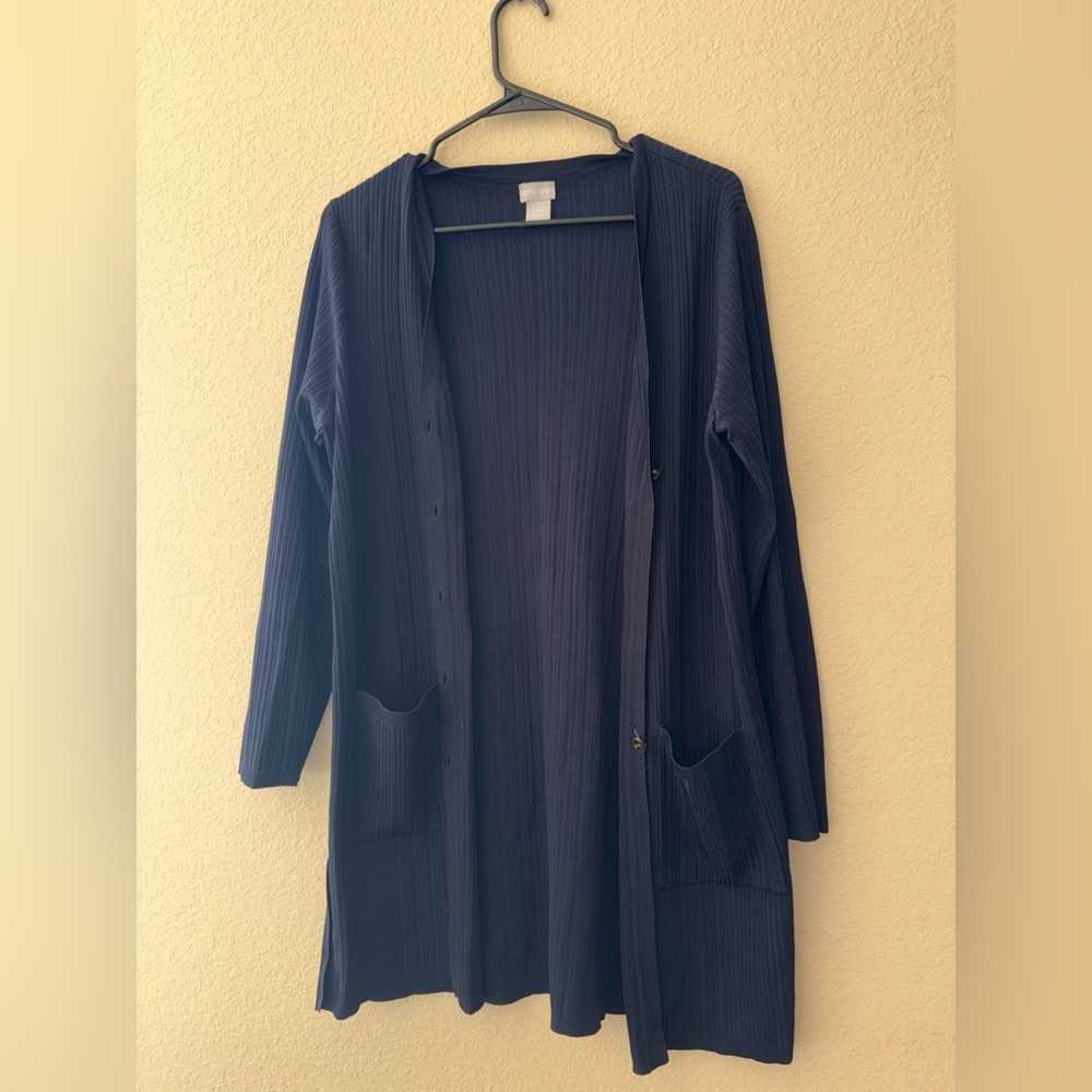 Chico's Deep Blue Knit Cardigan